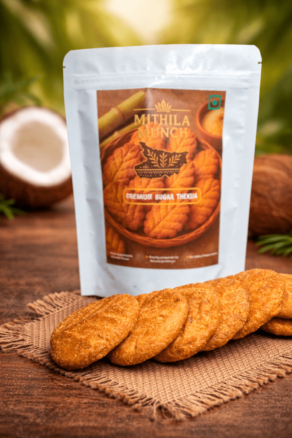 Coconut Sugar Thekua - Delicious Homemade Snack [250g] - MITHILA MUNCH